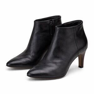 ECCO Black Leather Ankle Booties | Pointed Toe 3” Heel